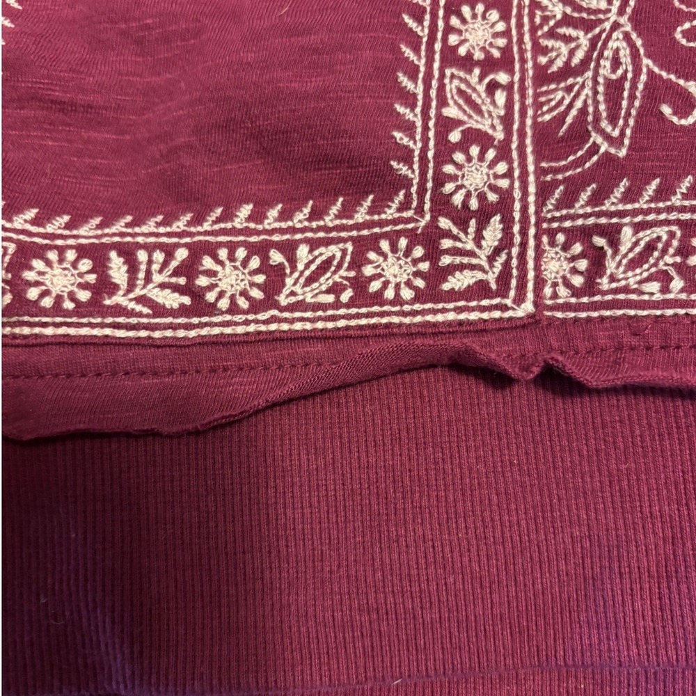 Soft Surroundings Burgundy Embroidered Button Up Hoodie Cotton Small 2EG93 - Picture 3 of 13